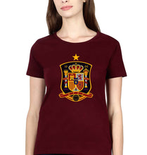 Load image into Gallery viewer, Spain Football T-Shirt for Women-Maroon-Ektarfa.online
