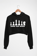 Load image into Gallery viewer, Chess Crop HOODIE FOR WOMEN-Black-Ektarfa.online
