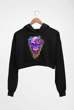 Load image into Gallery viewer, Trippy Psychedelic Skull Crop HOODIE FOR WOMEN-Black-Ektarfa.online
