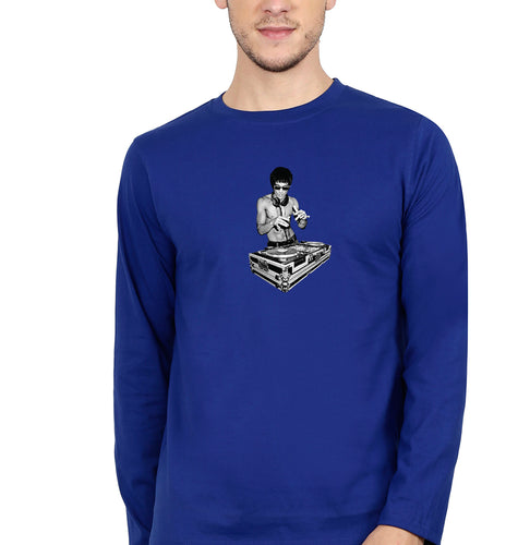 DJ Bruce Lee Full Sleeves T-Shirt for Men-Royal Blue-Ektarfa.online