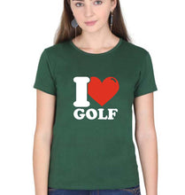 Load image into Gallery viewer, I Love Golf T-Shirt for Women-Dark Green-Ektarfa.online
