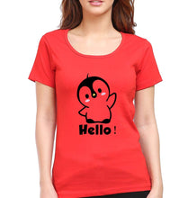 Load image into Gallery viewer, Penguin Hello T-Shirt for Women-Red-Ektarfa.online
