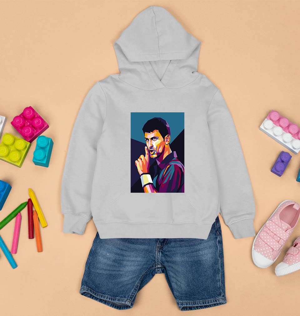 Novak Djokovic Tennis Kids Hoodie for Boy/Girl-Grey-Ektarfa.online