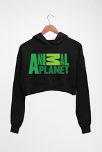 Load image into Gallery viewer, Animal Planet Crop HOODIE FOR WOMEN-Black-Ektarfa.online
