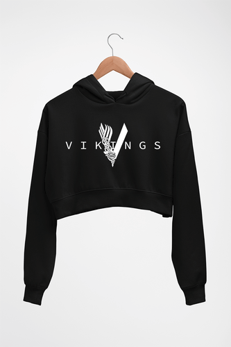 Vikings Crop HOODIE FOR WOMEN-Black-Ektarfa.online