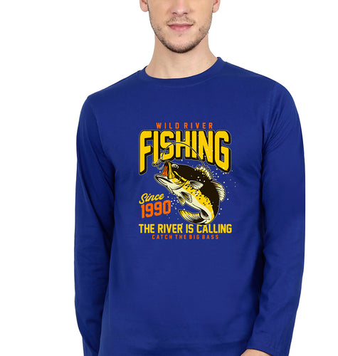 Fishing Full Sleeves T-Shirt for Men-Royal Blue-Ektarfa.online