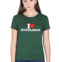 Load image into Gallery viewer, I Love Hyderabad T-Shirt for Women-Dark Green-Ektarfa.online
