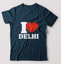 Load image into Gallery viewer, I Love Delhi T-Shirt for Men-S(38 Inches)-Petrol Blue-Ektarfa.online
