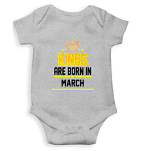 Load image into Gallery viewer, Kings Are Born In March Kids Romper For Baby Boy/Girl-0-5 Months(18 Inches)-Grey-Ektarfa.online
