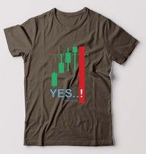 Load image into Gallery viewer, Share Market(Stock Market) T-Shirt for Men-S(38 Inches)-Olive Green-Ektarfa.online
