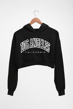 Load image into Gallery viewer, Varsity Los Angeles Crop HOODIE FOR WOMEN-Black-Ektarfa.online
