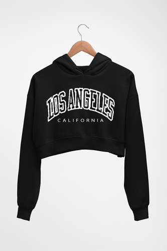 Varsity Los Angeles Crop HOODIE FOR WOMEN-Black-Ektarfa.online