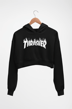 Load image into Gallery viewer, Thrasher Crop HOODIE FOR WOMEN-Black-Ektarfa.online

