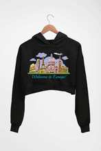 Load image into Gallery viewer, Welcome to Europe Crop HOODIE FOR WOMEN-Black-Ektarfa.online
