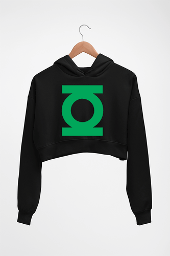 Green Lantern Superhero Crop HOODIE FOR WOMEN-Black-Ektarfa.online