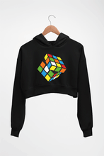 Load image into Gallery viewer, Rubik&#39;s Cube Crop HOODIE FOR WOMEN-Black-Ektarfa.online
