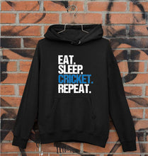 Load image into Gallery viewer, CRICKET Eat Sleep Cricket Repeat Unisex Hoodie for Men/Women-S(40 Inches)-Black-Ektarfa.online
