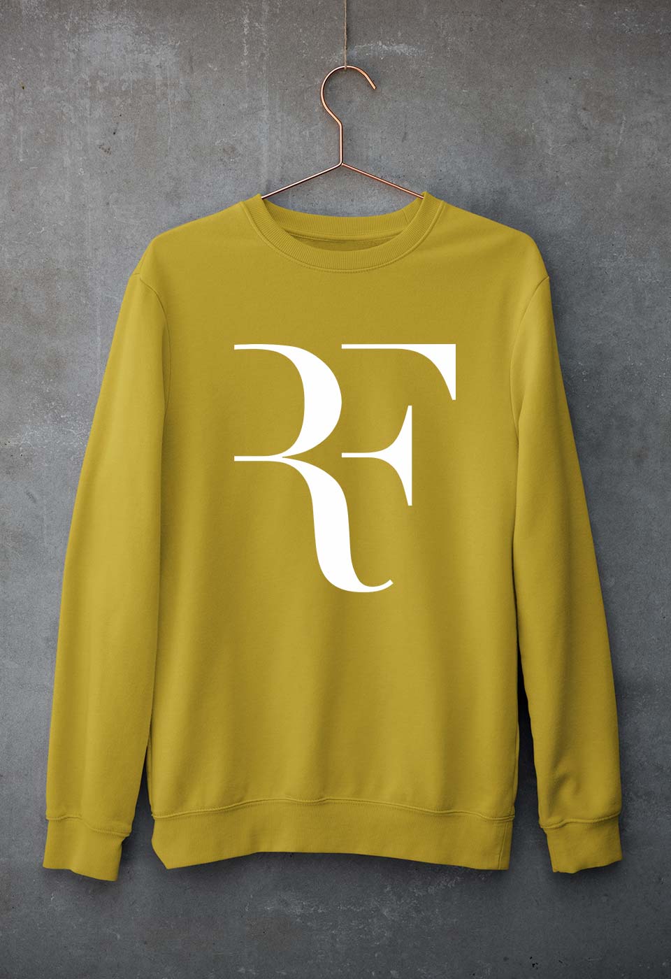 Roger Federer_RF Unisex Sweatshirt for Men/Women-Mustard Yellow-Ektarfa.online