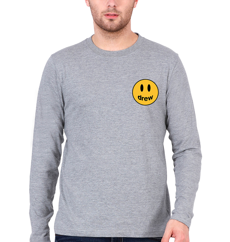 Drew House Logo Full Sleeves T-Shirt for Men-Grey Melange-Ektarfa.online