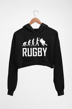 Load image into Gallery viewer, Rugby Evolution Crop HOODIE FOR WOMEN-Black-Ektarfa.online
