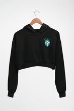 Load image into Gallery viewer, Brazil Football Crop HOODIE FOR WOMEN-Black-Ektarfa.online
