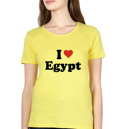 I Love Egypt T-Shirt for Women-Yellow-Ektarfa.online