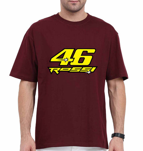 Valentino Rossi(VR 46) Oversized T-Shirt for Men-Maroon-Ektarfa.online