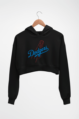 Los Angeles Dodgers Crop HOODIE FOR WOMEN-Black-Ektarfa.online