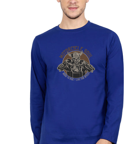 Motercycle Born To Ride Full Sleeves T-Shirt for Men-Royal blue-Ektarfa.online