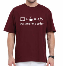Load image into Gallery viewer, COder Oversized T-Shirt for Men-Maroon-Ektarfa.online

