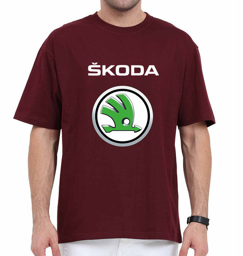 Skoda Oversized T-Shirt for Men-Maroon-Ektarfa.online