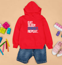 Load image into Gallery viewer, CRICKET Eat Sleep Cricket Repeat Kids Hoodie for Boy/Girl-0-1 Year(22 Inches)-Red-Ektarfa.online
