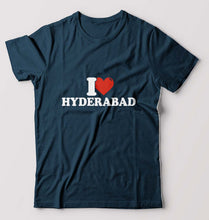 Load image into Gallery viewer, I Love Hyderabad T-Shirt for Men-S(38 Inches)-Petrol Blue-Ektarfa.online
