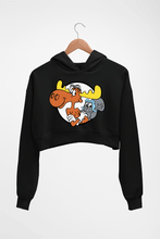 Load image into Gallery viewer, The Adventures of Rocky and Bullwinkle and Friends Crop HOODIE FOR WOMEN-Black-Ektarfa.online
