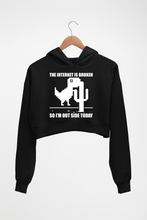 Load image into Gallery viewer, Internet Crop HOODIE FOR WOMEN-Black-Ektarfa.online
