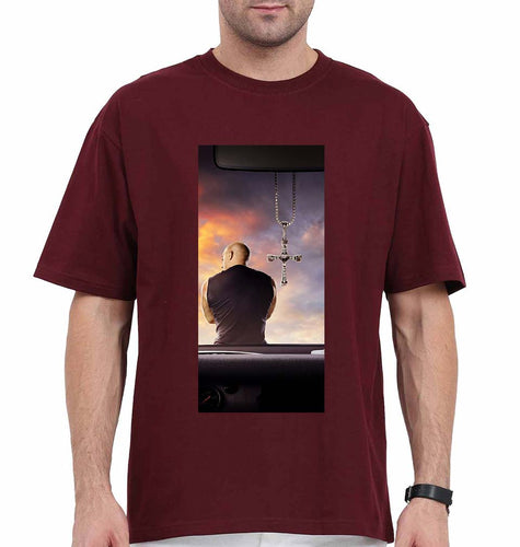 Fast X Vin Diesel Oversized T-Shirt for Men-Maroon-Ektarfa.online