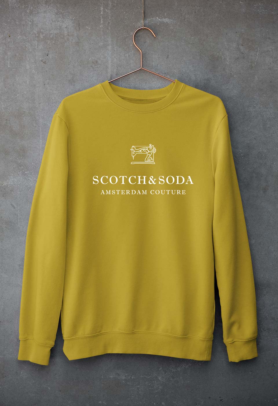 Scotch & Soda Unisex Sweatshirt for Men/Women-Mustard Yellow-Ektarfa.online