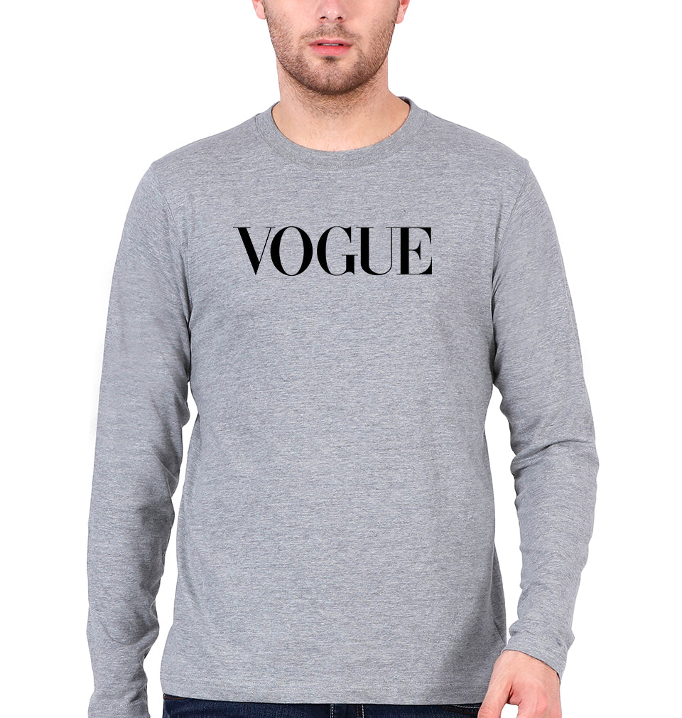 Vogue Full Sleeves T-Shirt for Men-Grey Melange-Ektarfa.online