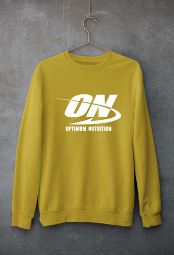 optimum nutrition (ON) Unisex Sweatshirt for Men/Women-Mustard Yellow-Ektarfa.online