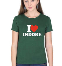 Load image into Gallery viewer, I Love Indore T-Shirt for Women-Dark Green-Ektarfa.online
