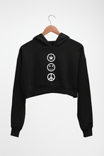 Load image into Gallery viewer, Weed Happy Peace Crop HOODIE FOR WOMEN-Black-Ektarfa.online
