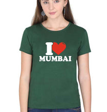 Load image into Gallery viewer, I Love Mumbai T-Shirt for Women-Dark Green-Ektarfa.online
