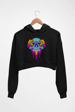 Load image into Gallery viewer, Trippy Psychedelic Skull Crop HOODIE FOR WOMEN-Black-Ektarfa.online

