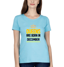Load image into Gallery viewer, Queens Are Born In December T-Shirt for Women-Light Blue-Ektarfa.online
