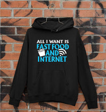 Load image into Gallery viewer, Fast Food and Internet Unisex Hoodie for Men/Women-Black-Ektarfa.online
