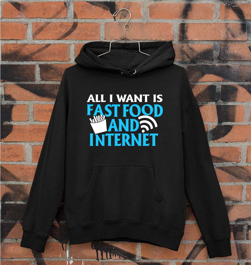 Fast Food and Internet Unisex Hoodie for Men/Women-Black-Ektarfa.online