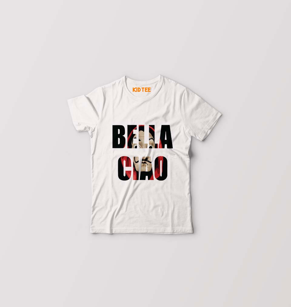 Money Heist Bella Ciao Kids T-Shirt for Boy/Girl-White-Ektarfa.online