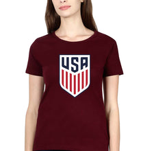 Load image into Gallery viewer, USA Football T-Shirt for Women-Maroon-Ektarfa.online
