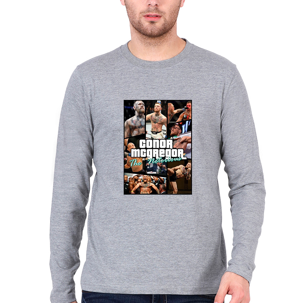 Conor McGregor UFC Full Sleeves T-Shirt for Men-Grey Melange-Ektarfa.online