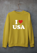 Load image into Gallery viewer, I Love USA Unisex Sweatshirt for Men/Women-Mustard yellow-Ektarfa.online
